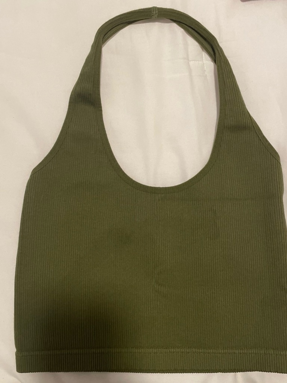 Forever 21 Olive Green Ribbed Halter Tank Top